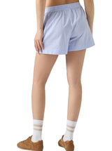 Meave shorts pull up in cotone seersucker con stampa a righe azzurre