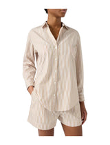 Camicia Brigitte in cotone a righe beige con ricamo Sport Club