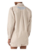 Camicia Brigitte in cotone a righe beige con ricamo Sport Club