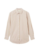 Camicia Brigitte in cotone a righe beige con ricamo Sport Club
