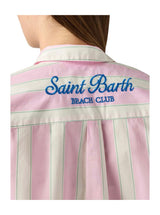 Camicia Brigitte in cotone a righe rosa con ricamo Sport Club