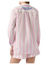 Camicia Brigitte in cotone a righe rosa con ricamo Sport Club