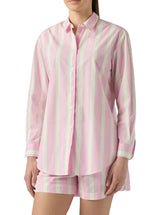 Camicia Brigitte in cotone a righe rosa con ricamo Sport Club