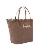Borsa City regular in canvas marrone con frange