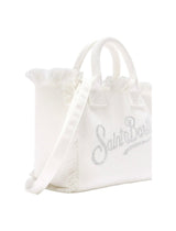 Borsa Colette in canvas bianca con logo in strass