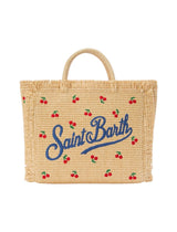 Borsa Colette in tessuto effetto paglia con ricami ciliegie