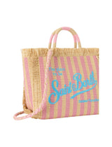 Borsa Colette in tessuto effetto paglia a righe con logo ricamato