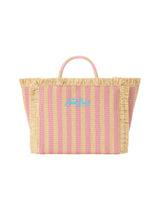 Borsa Colette in tessuto effetto paglia a righe con logo ricamato