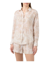 Camicia Cristal in ramie con stampa toile de jouy beige
