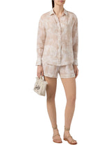 Camicia Cristal in ramie con stampa toile de jouy beige