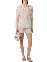 Shorts Meave in ramie con stampa toile de jouy beige