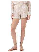 Shorts Meave in ramie con stampa toile de jouy beige