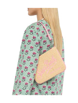Parisienne Mini pouch effetto paglia beige