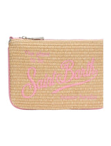 Parisienne Mini pouch effetto paglia beige