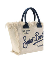 Borsa Vanity regular beige in canvas con frange