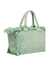 Borsa Vanity regular in tessuto effetto spugna verde menta tinta unita