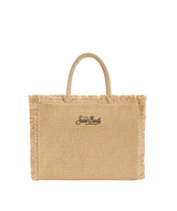 Borsa Vanity regular effetto paglia con ricamo palme