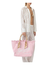 Borsa Vanity canvas stampa safari rosa